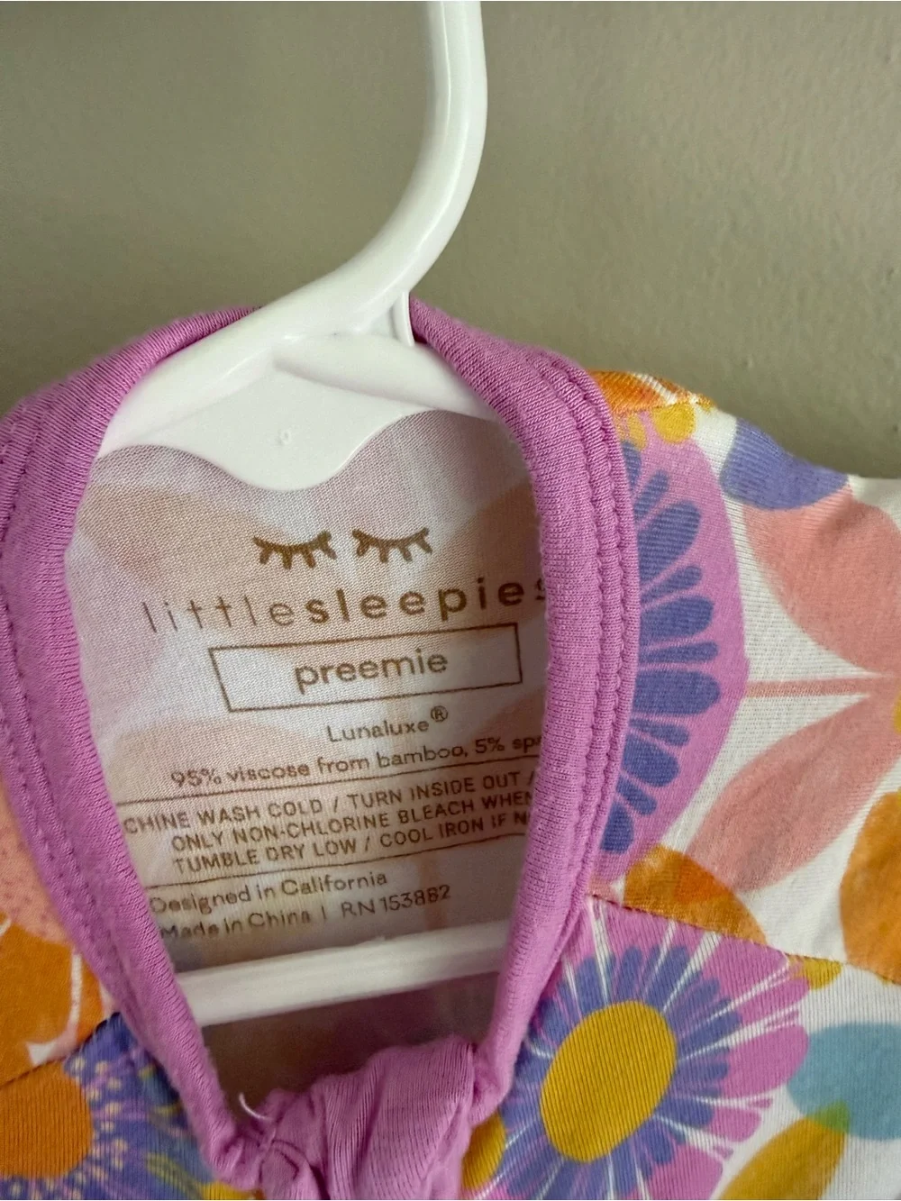 Little Sleepies Purple Multi Floral Zip Footie